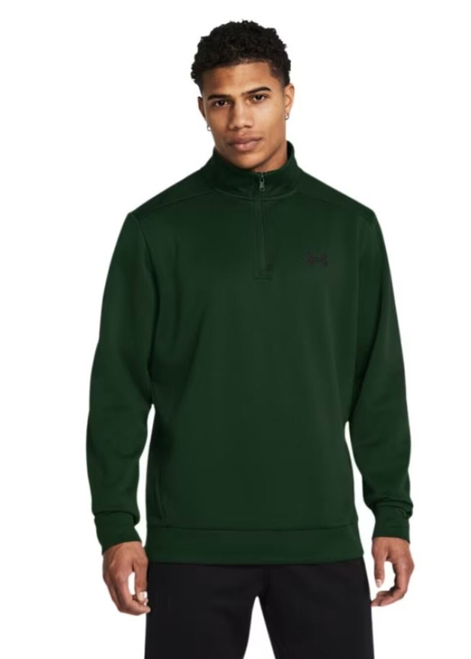 Men's Under Armour Quarter Zip Long Sleeve Pullover, Dark Green, Size XXL